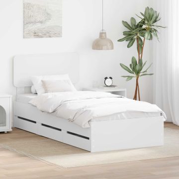 vidaXL Lovos rėmas su galvūgalio Baltas 90 x 190 cm Dirbtinė mediena