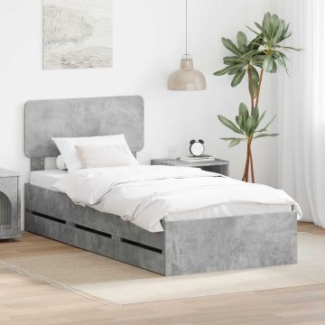 vidaXL Lovos rėmas Betono Pilka 90 x 190 cm Dirbtinė mediena