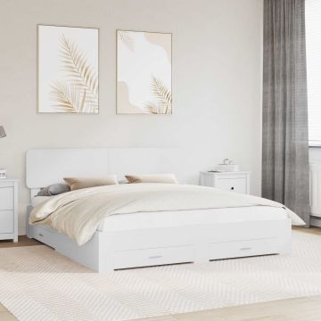 vidaXL Lovos rėmas su galvūgalio Balta 200 x 200 cm Apdirbta mediena