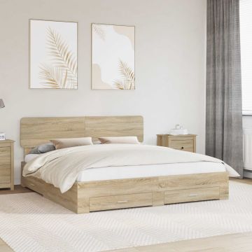 vidaXL Lovos rėmas Sonoma ąžuolas 200 x 200 cm Apdirbta mediena