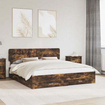 vidaXL Lovos rėmas Rūkyta ąžuolas 200 x 200 cm Apdirbta mediena