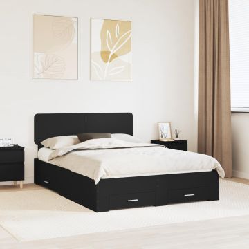 vidaXL Lovos rėmas su galvūgalio Juoda 150 x 200 cm Apdirbta mediena