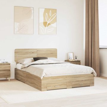 vidaXL Lovos rėmas Sonoma ąžuolas 140 x 200 cm Apdirbta mediena
