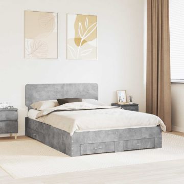 vidaXL Lovos rėmas Betono pilka 140 x 190 cm Apdirbta mediena