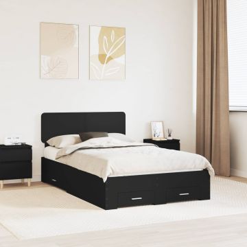 vidaXL Lovos rėmas su galvūgalio Juoda 135 x 190 cm Apdirbta mediena