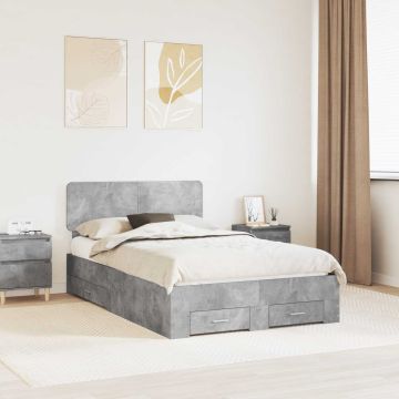 vidaXL Lovos rėmas Betono pilka 135 x 190 cm Apdirbta mediena