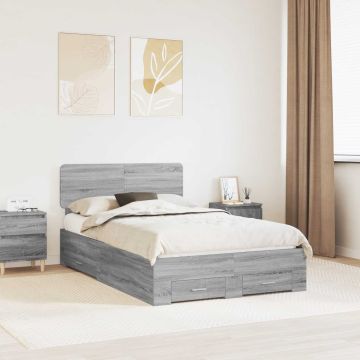 vidaXL Lovos rėmas Pilkas Sonoma 120 x 190 cm Apdirbta mediena