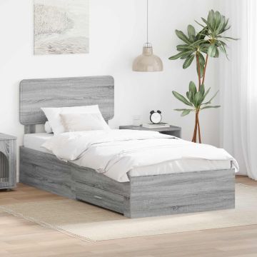 vidaXL Lovos rėmas Pilkas Sonoma 100 x 200 cm Apdirbta mediena