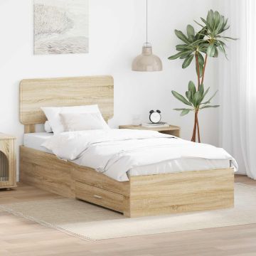 vidaXL Lovos rėmas Sonoma ąžuolas 90 x 200 cm Apdirbta mediena