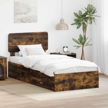 vidaXL Lovos rėmas Rūkyta ąžuolas 90 x 200 cm Apdirbta mediena