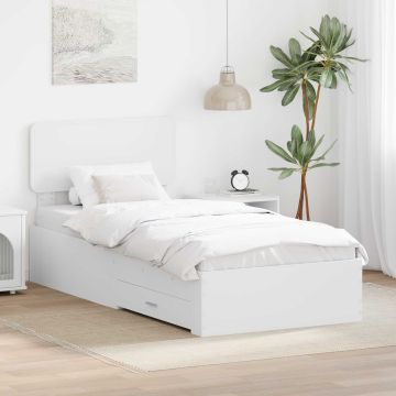 vidaXL Lovos rėmas su galvūgalio Balta 90 x 190 cm Apdirbta mediena
