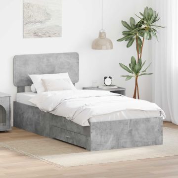 vidaXL Lovos rėmas Betono pilka 90 x 190 cm Apdirbta mediena