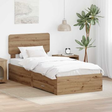vidaXL Lovos rėmas Amatininkų ąžuolas 90 x 190 cm Apdirbta mediena