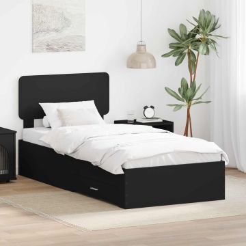 vidaXL Lovos rėmas su galvūgalio Juoda 75 x 190 cm Apdirbta mediena
