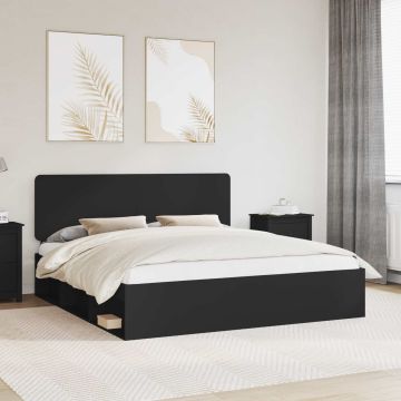 vidaXL Lovos rėmas Juoda 200 x 200 cm Kietos pušies mediena