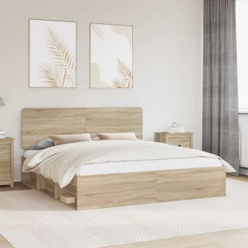 vidaXL Lovos rėmas Sonoma 200 x 200 cm Kietos pušies mediena