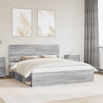 vidaXL Lovos rėmas Pilkas Sonoma 180 x 200 cm Kietos pušies mediena