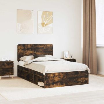 vidaXL Lovos rėmas Rūkyta ąžuolas 120 x 200 cm Kietos pušies mediena