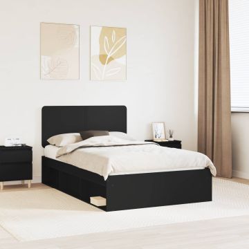 vidaXL Lovos rėmas Juoda 120 x 190 cm Kietos pušies mediena