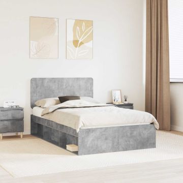 vidaXL Lovos rėmas Betoninė 120 x 190 cm Kietos pušies mediena