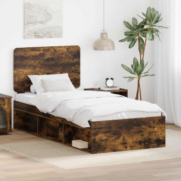 vidaXL Lovos rėmas Rūkyta ąžuolas 75 x 190 cm Kietos pušies mediena