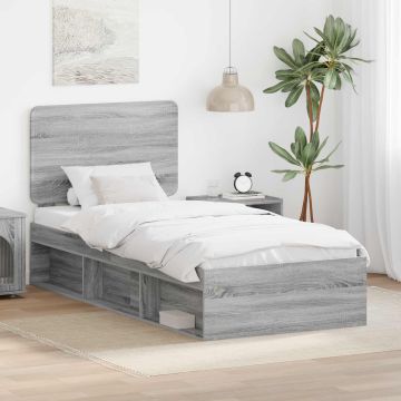 vidaXL Lovos rėmas Pilkas Sonoma 75 x 190 cm Kietos pušies mediena
