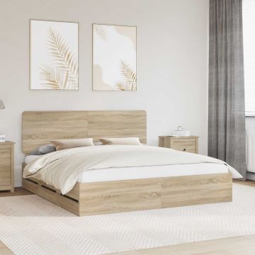 vidaXL Lovos rėmas Sonoma ąžuolas 200 x 200 cm Inžinerinė mediena