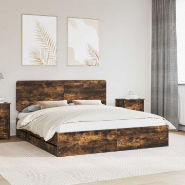 vidaXL Lovos rėmas Rūkyta ąžuolas 200 x 200 cm Inžinerinė mediena