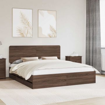vidaXL Lovos rėmas Rudas ąžuolas 200 x 200 cm Inžinerinė mediena