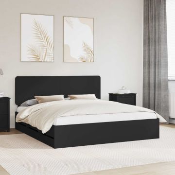 vidaXL Lovos rėmas su stalčių Juoda 180 x 200 cm Inžinerinė mediena