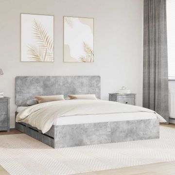 vidaXL Lovos rėmas Betono pilka 180 x 200 cm Inžinerinė mediena