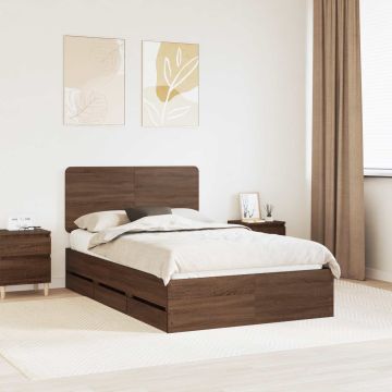 vidaXL Lovos rėmas Rudas ąžuolas 135 x 190 cm Inžinerinė mediena