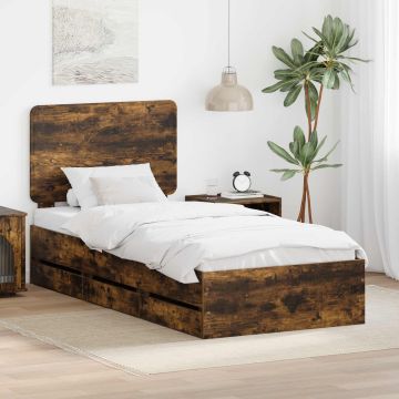 vidaXL Lovos rėmas Rūkyta ąžuolas 90 x 200 cm Inžinerinė mediena