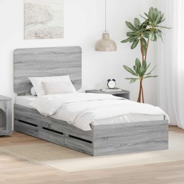 vidaXL Lovos rėmas Pilkas Sonoma 90 x 200 cm Inžinerinė mediena