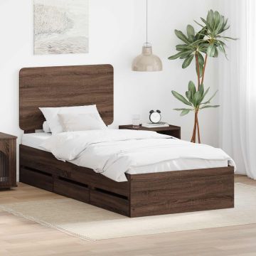 vidaXL Lovos rėmas Rudas ąžuolas 90 x 200 cm Inžinerinė mediena