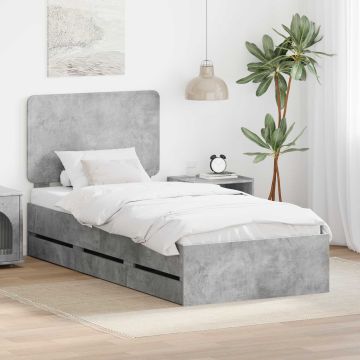 vidaXL Lovos rėmas Betono pilka 75 x 190 cm Inžinerinė mediena