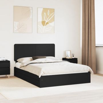 vidaXL Saugos lova su galvūgalio Juoda 150 x 200 cm Apdirbta mediena