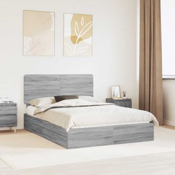 vidaXL Saugos lova Pilkas Sonoma 140 x 200 cm Apdirbta mediena