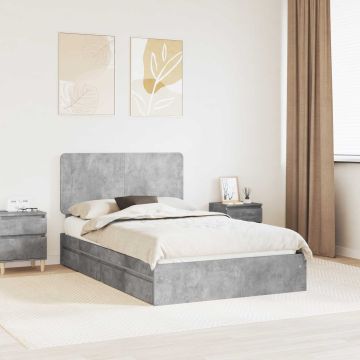 vidaXL Saugos lova Betono pilka 135 x 190 cm Apdirbta mediena