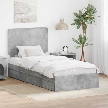 vidaXL Saugos lova Betono pilka 100 x 200 cm Apdirbta mediena