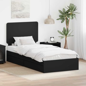 vidaXL Saugos lova su galvūgalio Juoda 75 x 190 cm Apdirbta mediena