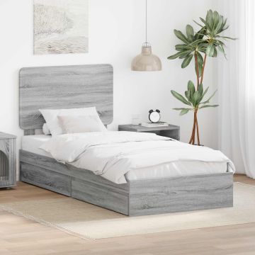 vidaXL Saugos lova Pilkas Sonoma 75 x 190 cm Apdirbta mediena