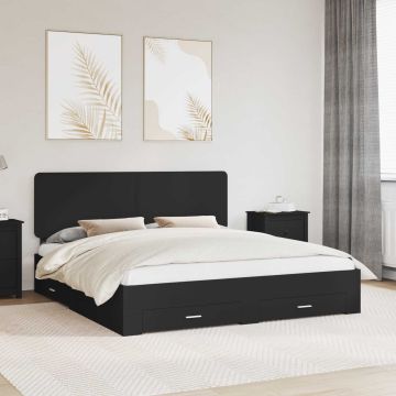 vidaXL Lovos rėmas su galvūgalio Juoda 200 x 200 cm Apdirbta mediena