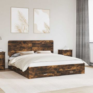 vidaXL Lovos rėmas Rūkyta ąžuolas 200 x 200 cm Apdirbta mediena