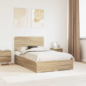 vidaXL Lovos rėmas Sonoma ąžuolas 120 x 200 cm Apdirbta mediena