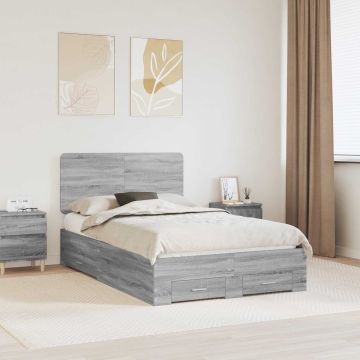 vidaXL Lovos rėmas Pilkas Sonoma 120 x 190 cm Apdirbta mediena