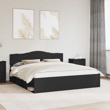 vidaXL Lovos rėmas Juoda 200 x 200 cm Kietos pušies mediena