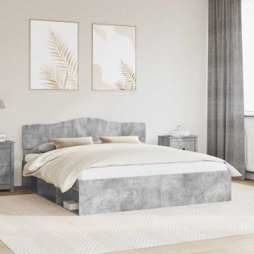 vidaXL Lovos rėmas Betoninė 180 x 200 cm Kietos pušies mediena