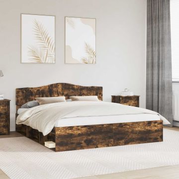 vidaXL Lovos rėmas Rūkyta ąžuolas 180 x 200 cm Kietos pušies mediena