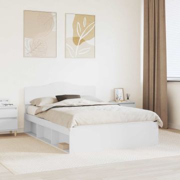 vidaXL Lovos rėmas Balta 140 x 190 cm Kietos pušies mediena